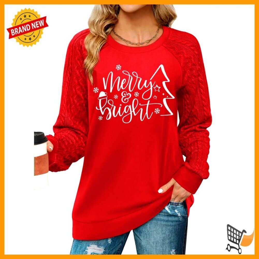 Long Sleeve Raglan Tee Vintage Inspired Festive Holiday Graphic Top